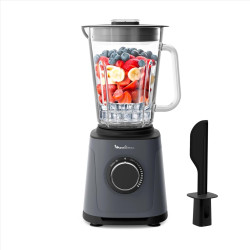 Moulinex - Blender PerfectMix Essential Gris 1200W Bol Verre 2 L | Appareil a smoothie haute performance 1200 W - Technologie de