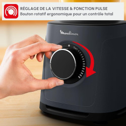 Moulinex - Blender PerfectMix Essential Gris 1200W Bol Verre 2 L | Appareil a smoothie haute performance 1200 W - Technologie de