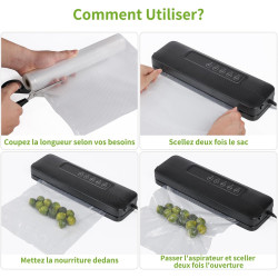 Rouleau Sous Vide Alimentaire, Sac Sous Vide Alimentaire pour L'appareil de Mise Sous Vide, 6 Rouleaux 28x300cm, Film Sous Vide 
