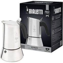 Bialetti - Nouvelle cafetière expresso Venus Induction, Plaque de cuisson en acier inoxydable, Adaptée à toutes les sources de c