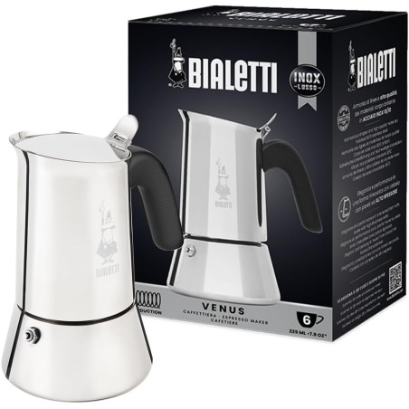 Bialetti - Nouvelle cafetière expresso Venus Induction, Plaque de cuisson en acier inoxydable, Adaptée à toutes les sources de c