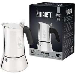 Bialetti venus espresso maker, stainless steel, suitable for all hob types except induction, 2 cups, 85 ml, argent