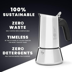 Bialetti venus espresso maker, stainless steel, suitable for all hob types except induction, 2 cups, 85 ml, argent