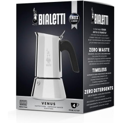 Bialetti - Nouvelle machine à expresso italienne Venus Induction en acier inoxydable, adaptée à tous les types d'assiettes, 4 ta