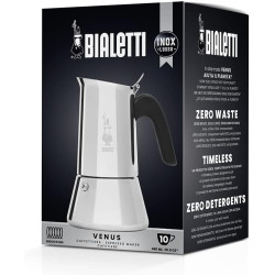 Bialetti - New Venus Induction, Cafetière Expresso en Inox, Adaptée à Tous Les Types de Plaques de Cuisson, 10 Tasses (460 Ml), 