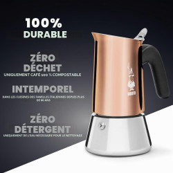 Bialetti New Venus cafetière 4 tasses, poignée anti-brûlure, ne convient pas à l'induction, 4 tasses (170 ml), Acier inoxydable,