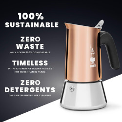 Bialetti New Venus cafetière 6 tasses, poignée anti-brûlure, ne convient pas à l'induction, 6 tasses (235 ml), acier inoxydable,