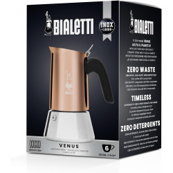 Bialetti New Venus cafetière 6 tasses, poignée anti-brûlure, ne convient pas à l'induction, 6 tasses (235 ml), acier inoxydable,