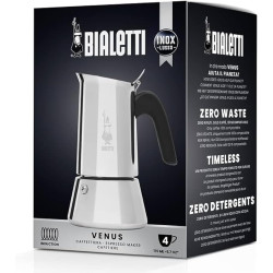 Bialetti Venus Nouvelle Génération Cafetière Italienne Induction, Acier Inoxydable, 4 Tasses (170 ml), Argent