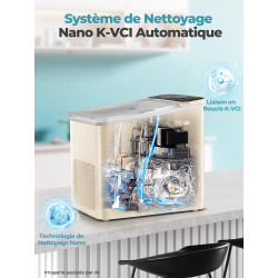 FOHERE Machine à Glaçons 14KG, Autonettoyante, 2 Tailles de Glaçons | 9 Glaçons en 5 Mins, Design Rainuré, Grand Couvercle Trans