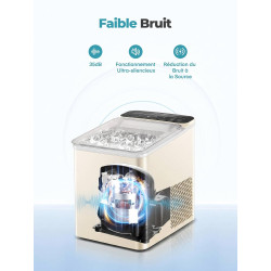 FOHERE Machine à Glaçons 14KG, Autonettoyante, 2 Tailles de Glaçons | 9 Glaçons en 5 Mins, Design Rainuré, Grand Couvercle Trans