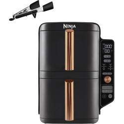 Ninja Double Stack XL Air Fryer, Friteuse sans huile Verticale SL400EUCP | Double Tiroir, 4 Niveaux de Cuisson, 2 Tiroirs, 2 Gri