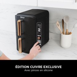 Ninja Double Stack XL Air Fryer, Friteuse sans huile Verticale SL400EUCP | Double Tiroir, 4 Niveaux de Cuisson, 2 Tiroirs, 2 Gri