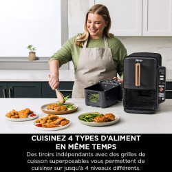 Ninja Double Stack XL Air Fryer, Friteuse sans huile Verticale SL400EUCP | Double Tiroir, 4 Niveaux de Cuisson, 2 Tiroirs, 2 Gri