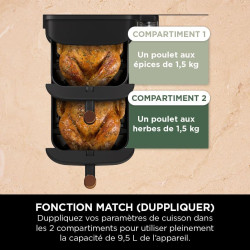 Ninja Double Stack XL Air Fryer, Friteuse sans huile Verticale SL400EUCP | Double Tiroir, 4 Niveaux de Cuisson, 2 Tiroirs, 2 Gri