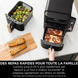 Ninja Double Stack XL Air Fryer, Friteuse sans huile Verticale SL400EUCP | Double Tiroir, 4 Niveaux de Cuisson, 2 Tiroirs, 2 Gri