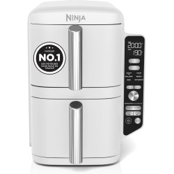 Ninja Double Stack XL Air Fryer, Friteuse sans huile Verticale SL400EUWH | Double Tiroir, 4 Niveaux de Cuisson, 2 Tiroirs, 2 Gri