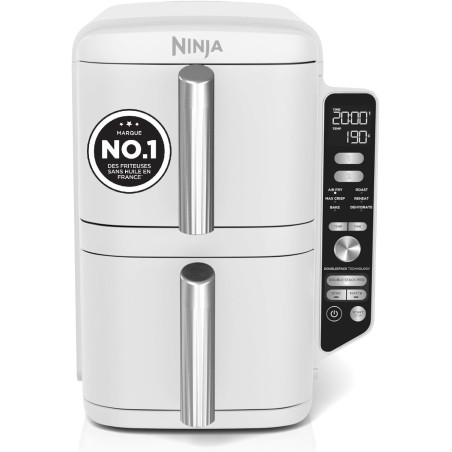 Ninja Double Stack XL Air Fryer, Friteuse sans huile Verticale SL400EUWH | Double Tiroir, 4 Niveaux de Cuisson, 2 Tiroirs, 2 Gri