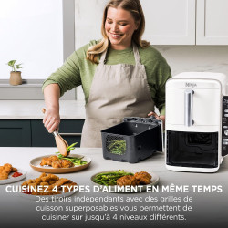 Ninja Double Stack XL Air Fryer, Friteuse sans huile Verticale SL400EUWH | Double Tiroir, 4 Niveaux de Cuisson, 2 Tiroirs, 2 Gri