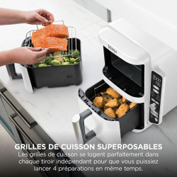 Ninja Double Stack XL Air Fryer, Friteuse sans huile Verticale SL400EUWH | Double Tiroir, 4 Niveaux de Cuisson, 2 Tiroirs, 2 Gri