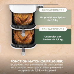 Ninja Double Stack XL Air Fryer, Friteuse sans huile Verticale SL400EUWH | Double Tiroir, 4 Niveaux de Cuisson, 2 Tiroirs, 2 Gri