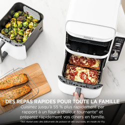 Ninja Double Stack XL Air Fryer, Friteuse sans huile Verticale SL400EUWH | Double Tiroir, 4 Niveaux de Cuisson, 2 Tiroirs, 2 Gri