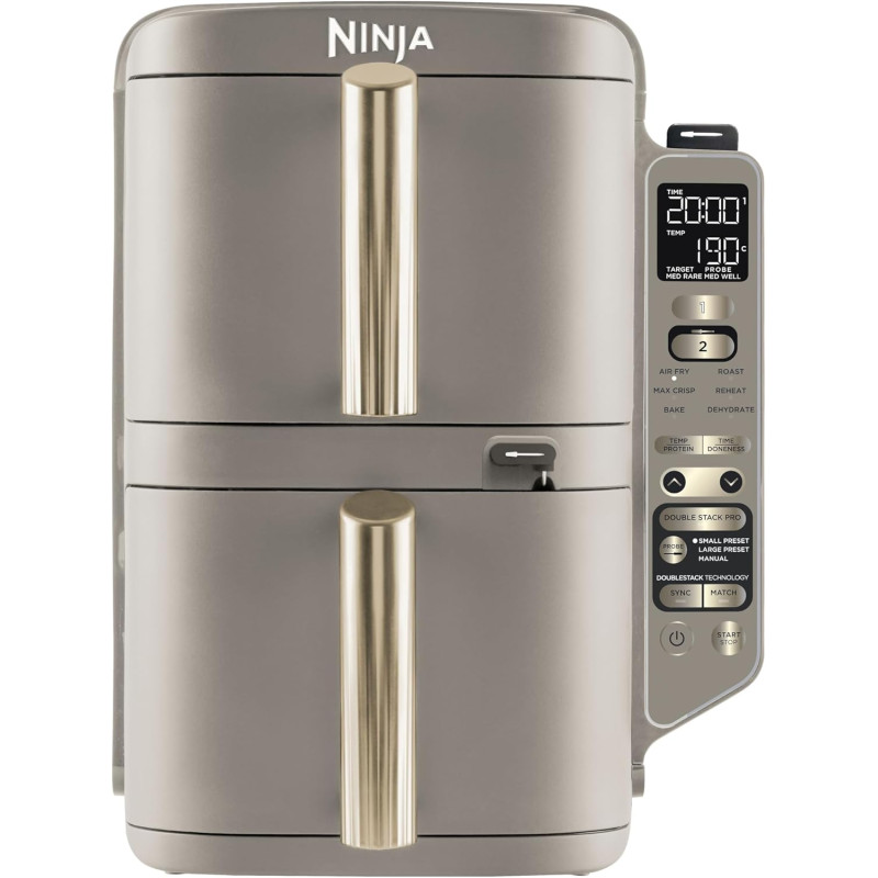 Ninja Double Stack XL avec thermosonde numérique, Air Fryer SL451EUSD | vertical à double tiroir avec 4 niveaux de cuisson, 2 gr
