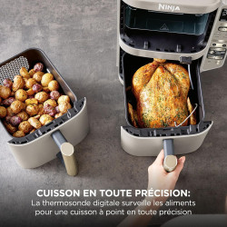 Ninja Double Stack XL avec thermosonde numérique, Air Fryer SL451EUSD | vertical à double tiroir avec 4 niveaux de cuisson, 2 gr