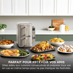 Ninja Double Stack XL avec thermosonde numérique, Air Fryer SL451EUSD | vertical à double tiroir avec 4 niveaux de cuisson, 2 gr