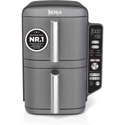 Ninja Double Stack XL Friteuse sans huile, Air Fryer vertical SL400EU | 2 tiroirs, 4 niveaux cuisson, 2 grilles, design compact,