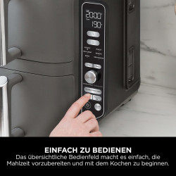 Ninja Double Stack XL Friteuse sans huile, Air Fryer vertical SL400EU | 2 tiroirs, 4 niveaux cuisson, 2 grilles, design compact,