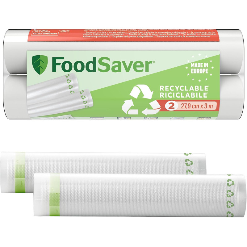 FoodSaver Rouleaux d’emballage sous vide | Sacs alimentaires recyclables et réutilisables | Conservent la fraîcheur de vos alime