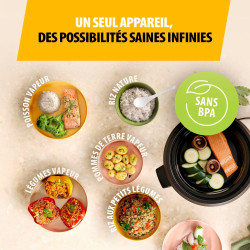 Tristar Cuiseur à Riz 1 L, Jusquà 5 Portions, Corps en Acier Inoxydable, Bol Antiadhésif, Plateau Vapeur, Fonction Maintien au C