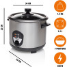 Tristar Cuiseur à riz, 1,5 L, riz pouvant accueillir jusqu'à 10 personnes sans le brûler, avec fonction maintien au chaud, 500 W
