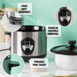Tristar Cuiseur à riz, 1,5 L, riz pouvant accueillir jusqu'à 10 personnes sans le brûler, avec fonction maintien au chaud, 500 W