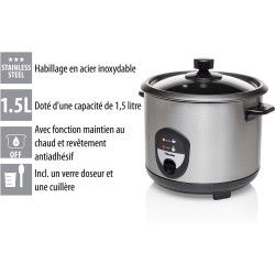 Tristar Cuiseur à riz, 1,5 L, riz pouvant accueillir jusqu'à 10 personnes sans le brûler, avec fonction maintien au chaud, 500 W