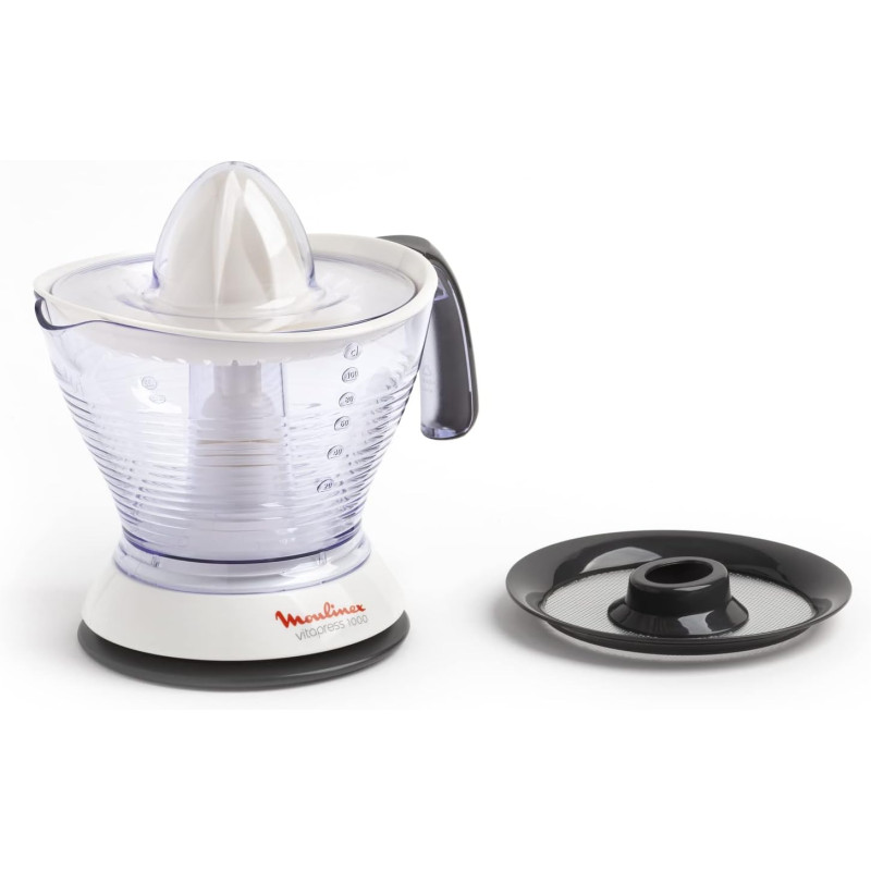 Moulinex - Presse Agrume Électrique Vitapress 0.6 L - Blanc | Machine jus de fruit avec double sens de rotation - Sélecteur de p