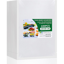 Vinabo Sacs Sous Vide Alimentaire 20 x 30 cm, 100 Sachets Gaufrés | Pour Machine Sous Vide, Réfrigérateur, Congélateur et Cuisso