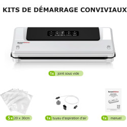 Bonsenkitchen Machine Sous Vide Alimentaire, 5 Sacs Sous Vide, VS2000 | Appareil de Mise Sous Vide Alimentaire Adapté à la Cuiss