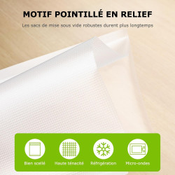 Bonsenkitchen Sacs Sous Vide Alimentaire 100 Sachets 20 x 30 cm | Pour Machine Sous Vide - Sacs Gaufrés Pour La Conservation Des