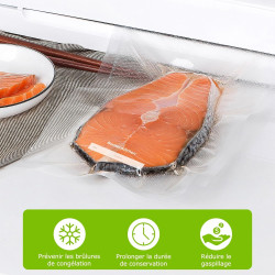 Bonsenkitchen Sacs Sous Vide Alimentaire 100 Sachets 20 x 30 cm | Pour Machine Sous Vide - Sacs Gaufrés Pour La Conservation Des