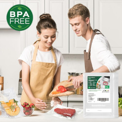 Bonsenkitchen Sacs Sous Vide Alimentaire 100 Sachets 15x25 cm | Pour Machine Sous Vide - Sacs Gaufrés Pour La Conservation Des A