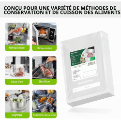 Bonsenkitchen Sacs Sous Vide Alimentaire 100 Sachets 15x25 cm pour Machine Sous Vide - Sacs à Faire le Vide d'air Gaufrés pour l