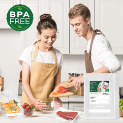 Bonsenkitchen Sacs Sous Vide Alimentaire 100 Sachets 15x25 cm pour Machine Sous Vide - Sacs à Faire le Vide d'air Gaufrés pour l