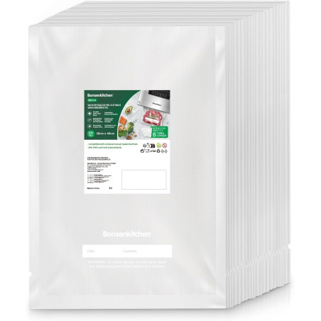 Bonsenkitchen Sacs Sous Vide Alimentaire, 100 Sacs, 28 x 40 cm | Pour Machines Sous Vide et Cuisson Sous Vide, Sans BPA, VB3214