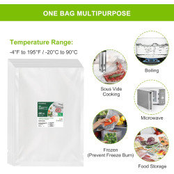 Bonsenkitchen Sacs Sous Vide Alimentaire, 100 Sacs -28 x 40 cm, pour Machines Sous Vide et Cuisson Sous Vide, Sans BPA, VB3214 (