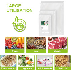 Bonsenkitchen Sacs Sous Vide 150 Sacs 15x25+20x30+28x40 cm，VB3215 | 50 Sacs par Taille，Sacs Sous Vide pour Aliments, pour Machin