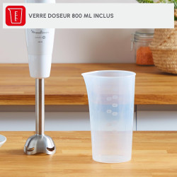 Moulinex - Mixeur plongeant Daily Chef 600W - Mixage rapide - Blanc | Mixage rapide avec 4 lames inox Powelix brevetées - Moteur