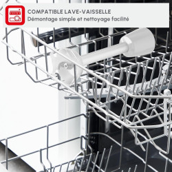 Moulinex - Mixeur plongeant Turbomix 350W - Mixage rapide -Blanc | Mixer plongeant pour soupes et purées - Gobelet 800 ml - Lame