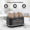 Olvy Cuiseur Oeuf Electrique Minuteur LCD Cuisson Precise | 1 Kit | 6 Oeufs Coque & Pochés 6-en-1 | Petit Dejeuner Famille | Cui